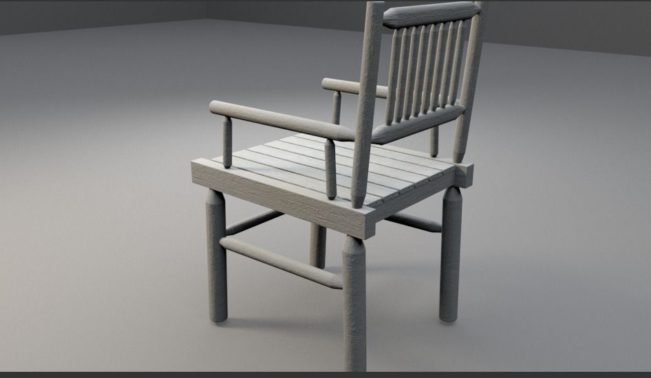 wood chair Low-poly 3D model_2