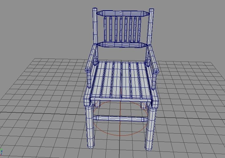 wood chair Low-poly 3D model_3