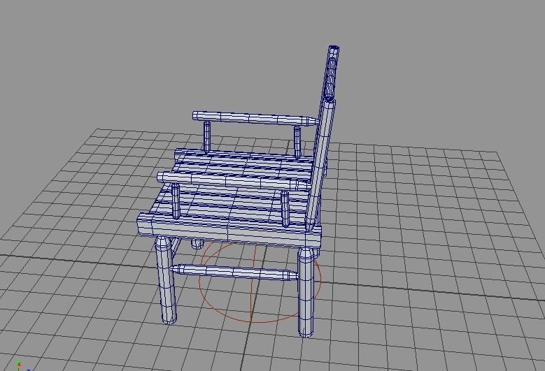 wood chair Low-poly 3D model_4