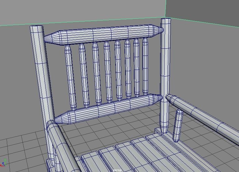 wood chair Low-poly 3D model_6