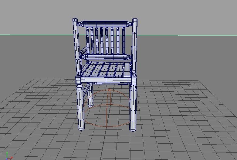 wood chair Low-poly 3D model_5