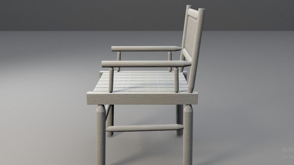 wood chair Low-poly 3D model_1