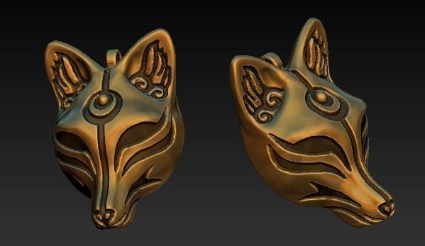 KITSUNE fox head pendant no 3D print model_2
