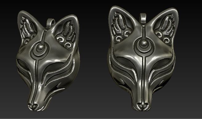 KITSUNE fox head pendant no 3D print model_4