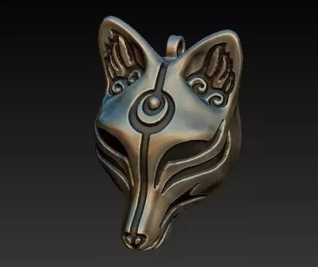KITSUNE fox head pendant no 3D print model_0