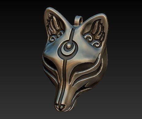KITSUNE fox head pendant no 3D print model