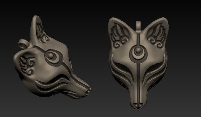 KITSUNE fox head pendant no 3D print model_1