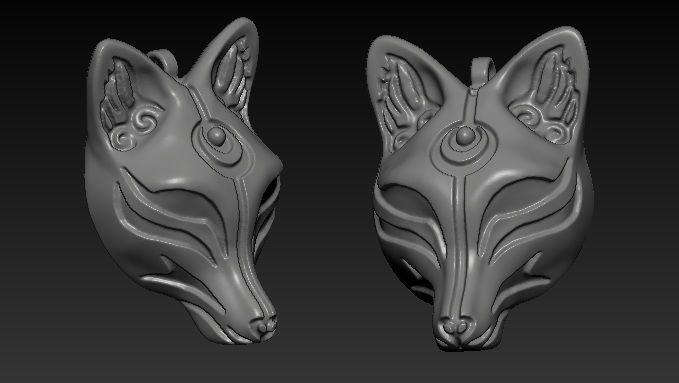 KITSUNE fox head pendant no 3D print model_5