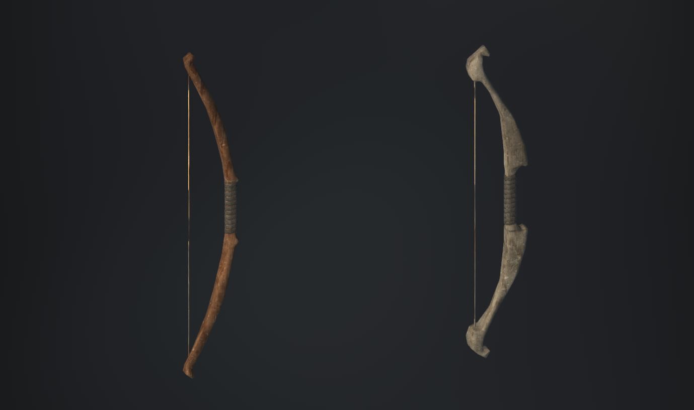 Medieval or Fantasy Bows Set - Low poly and animated Low-poly 3D model_3