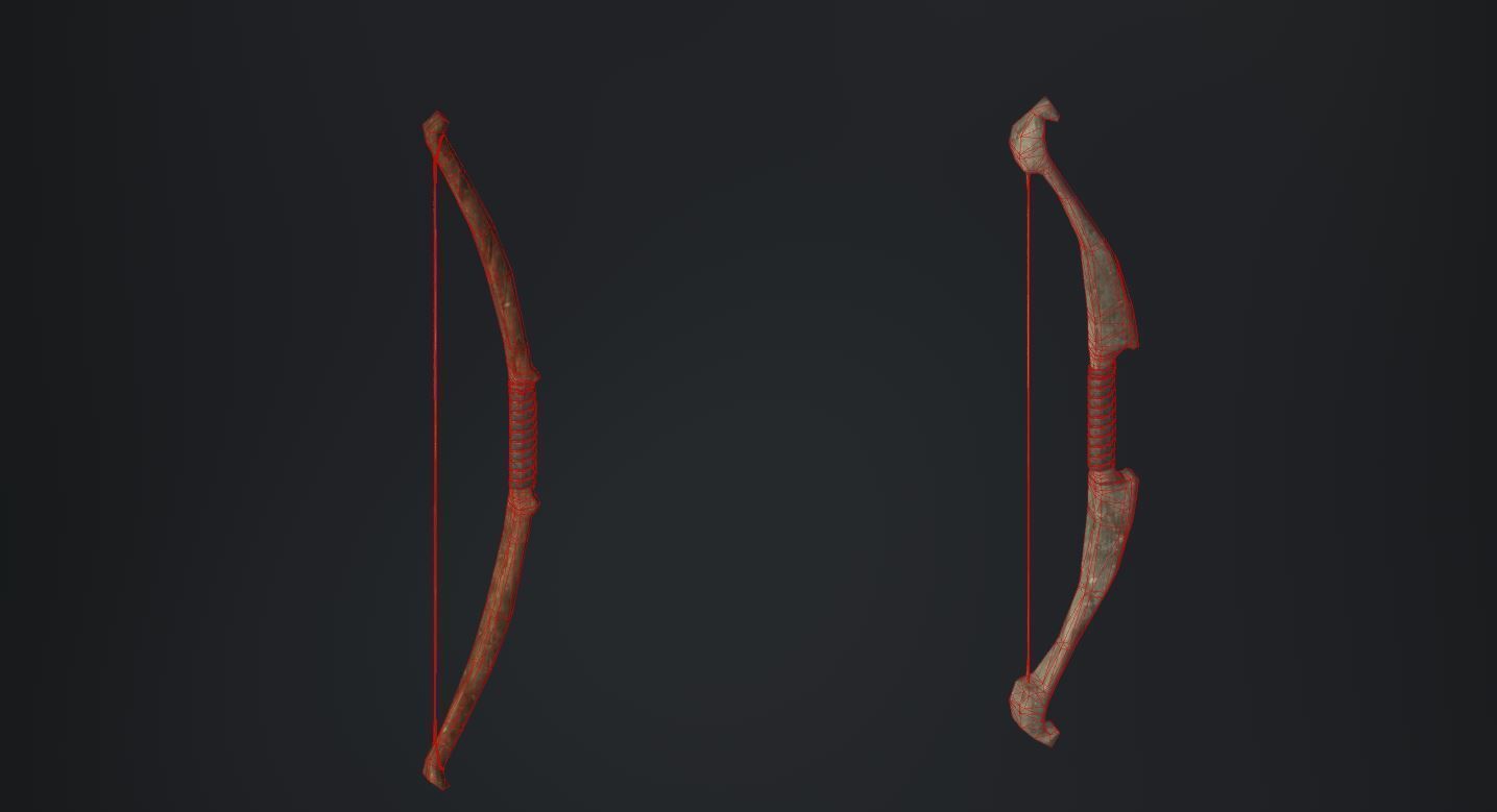 Medieval or Fantasy Bows Set - Low poly and animated Low-poly 3D model_4