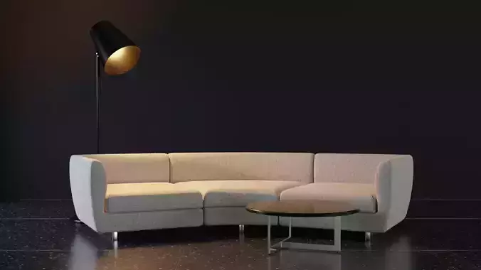 Curved sofa table and lamp set