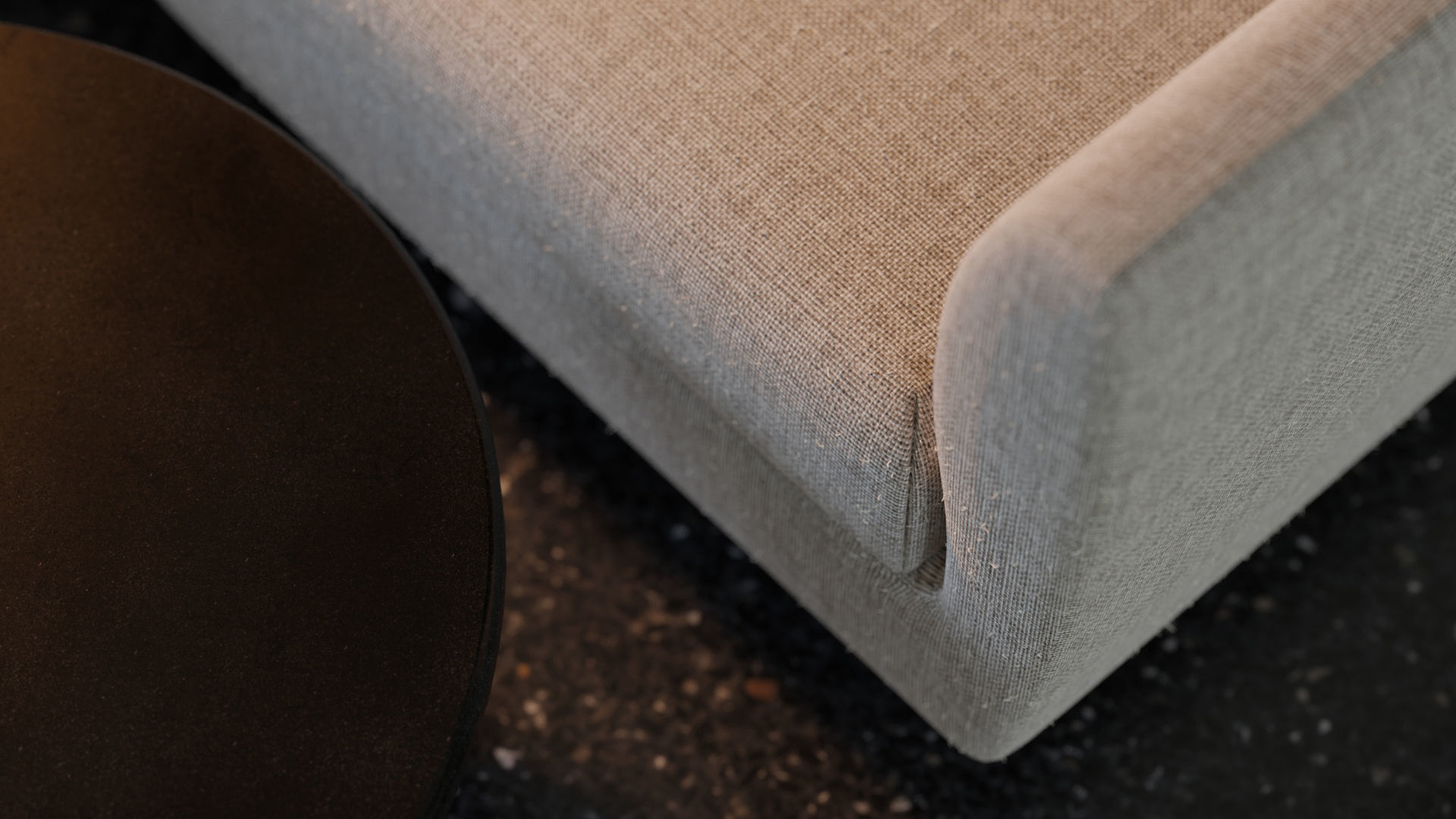 Curved sofa table and lamp set Low-poly 3D model_1