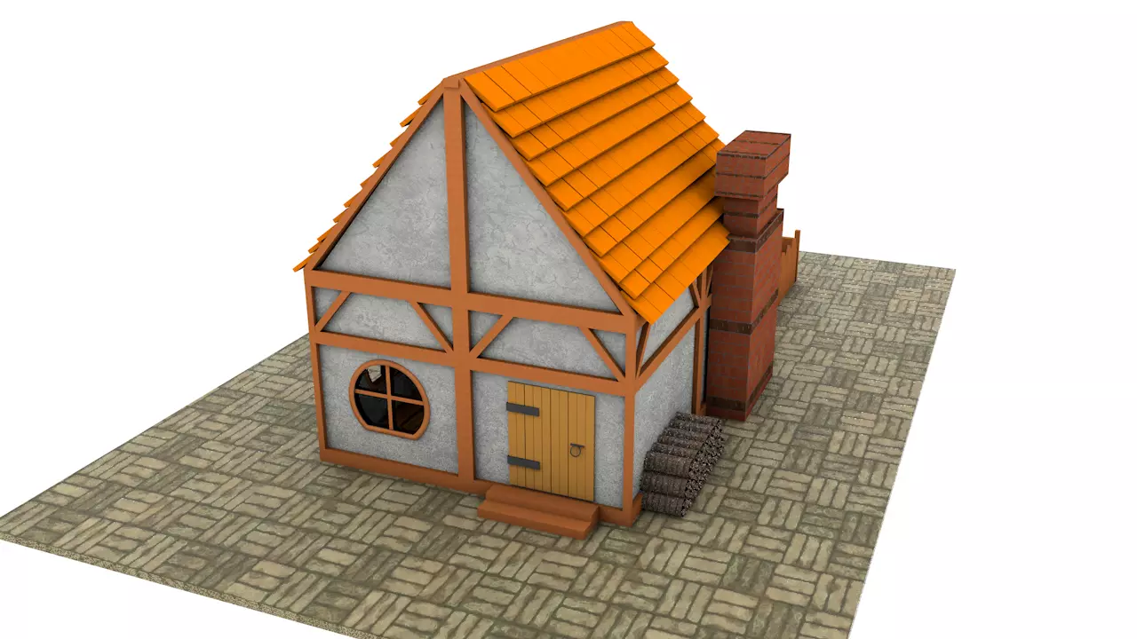 Simple medieval house Free 3D model