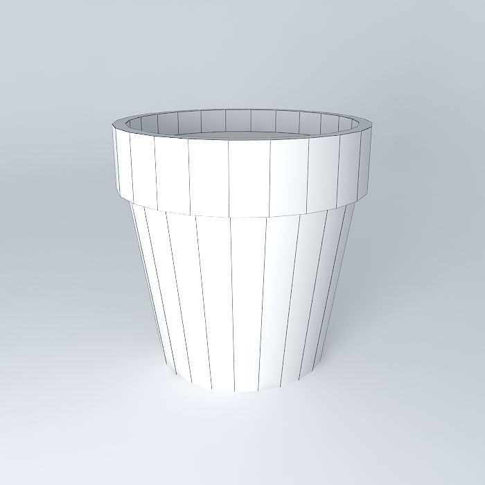 Rounded pot with rim Free 3D model_3
