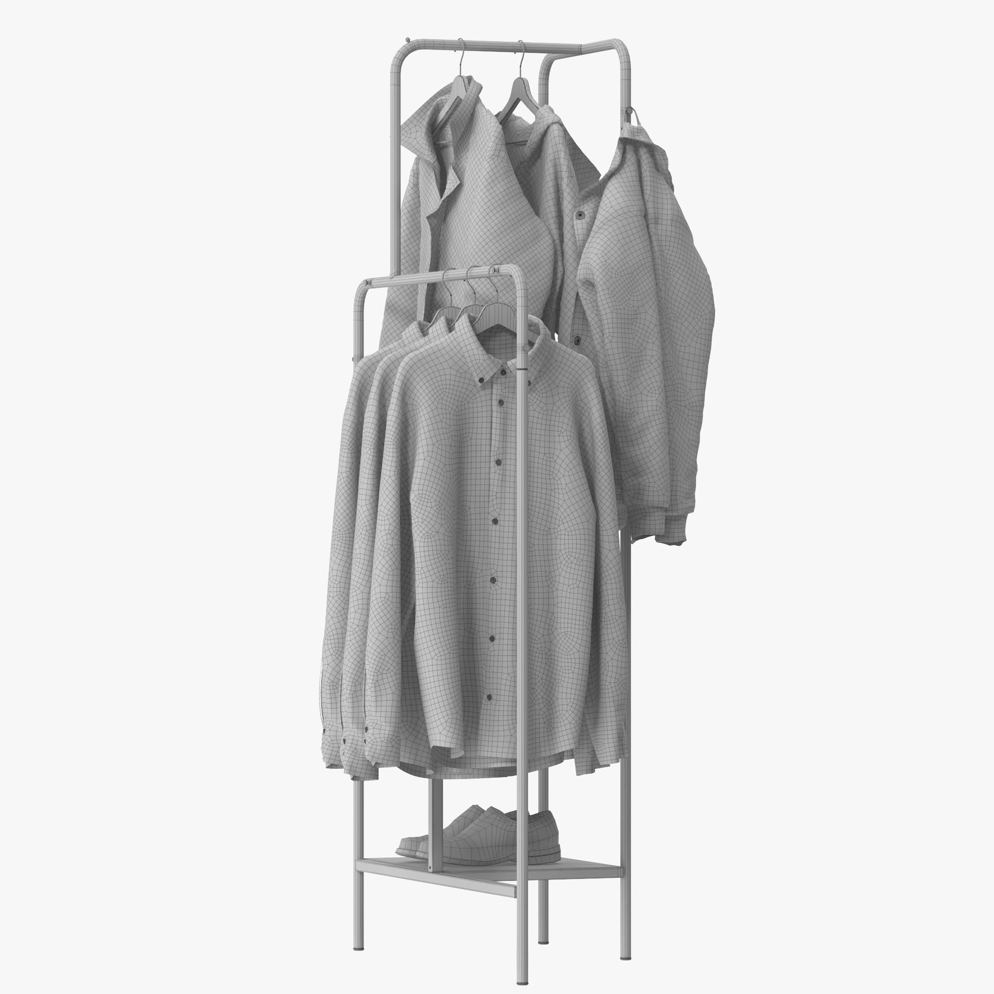 NIKKEBY clothing rack with clothes hanging 3D model_11