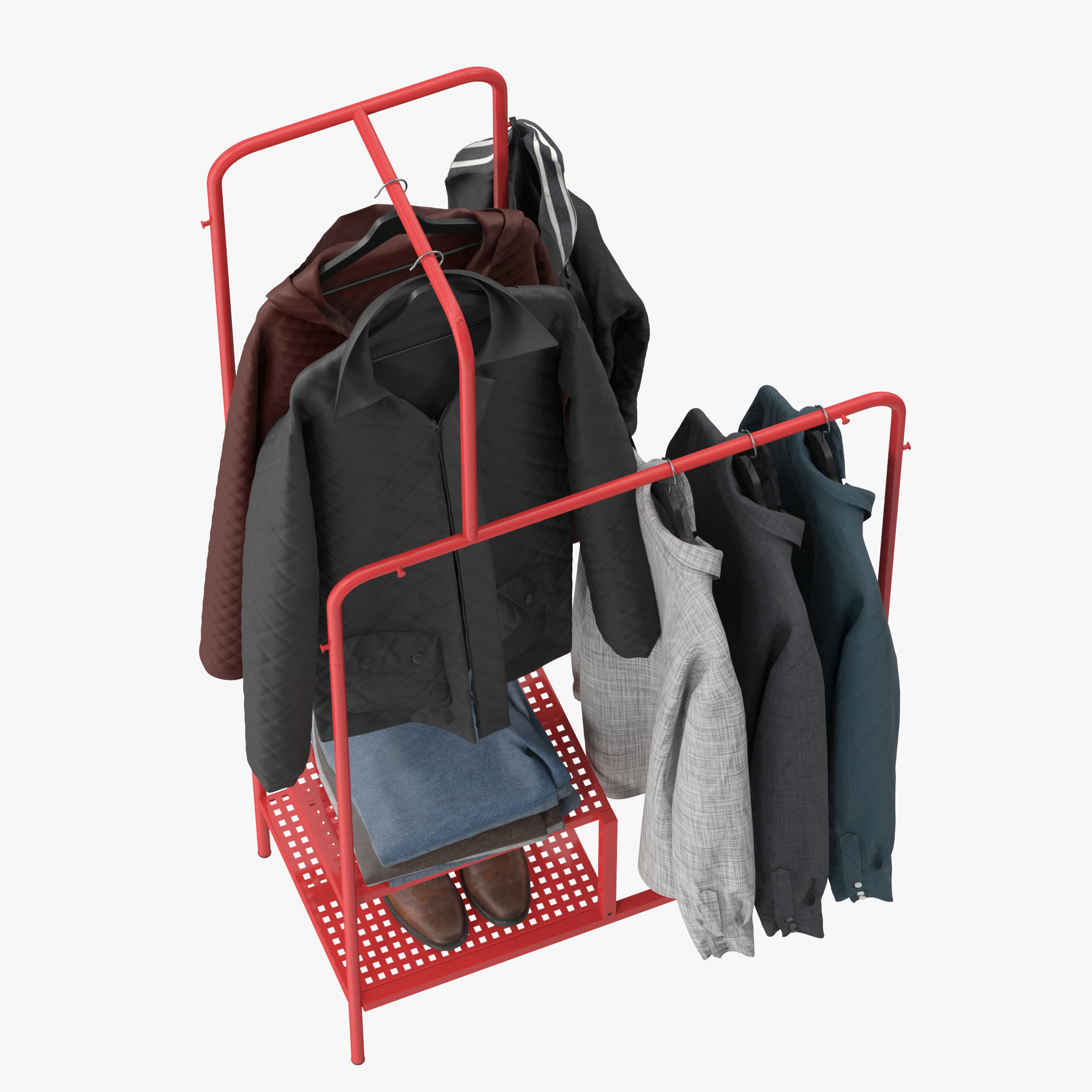 NIKKEBY clothing rack with clothes hanging 3D model_9