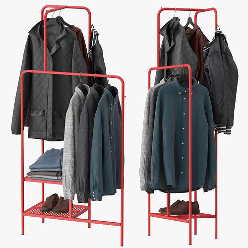 NIKKEBY clothing rack with clothes hanging 3D model