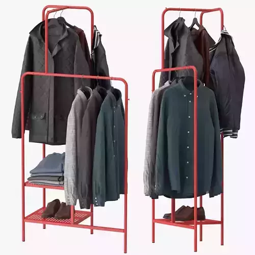 NIKKEBY clothing rack with clothes hanging 3D model