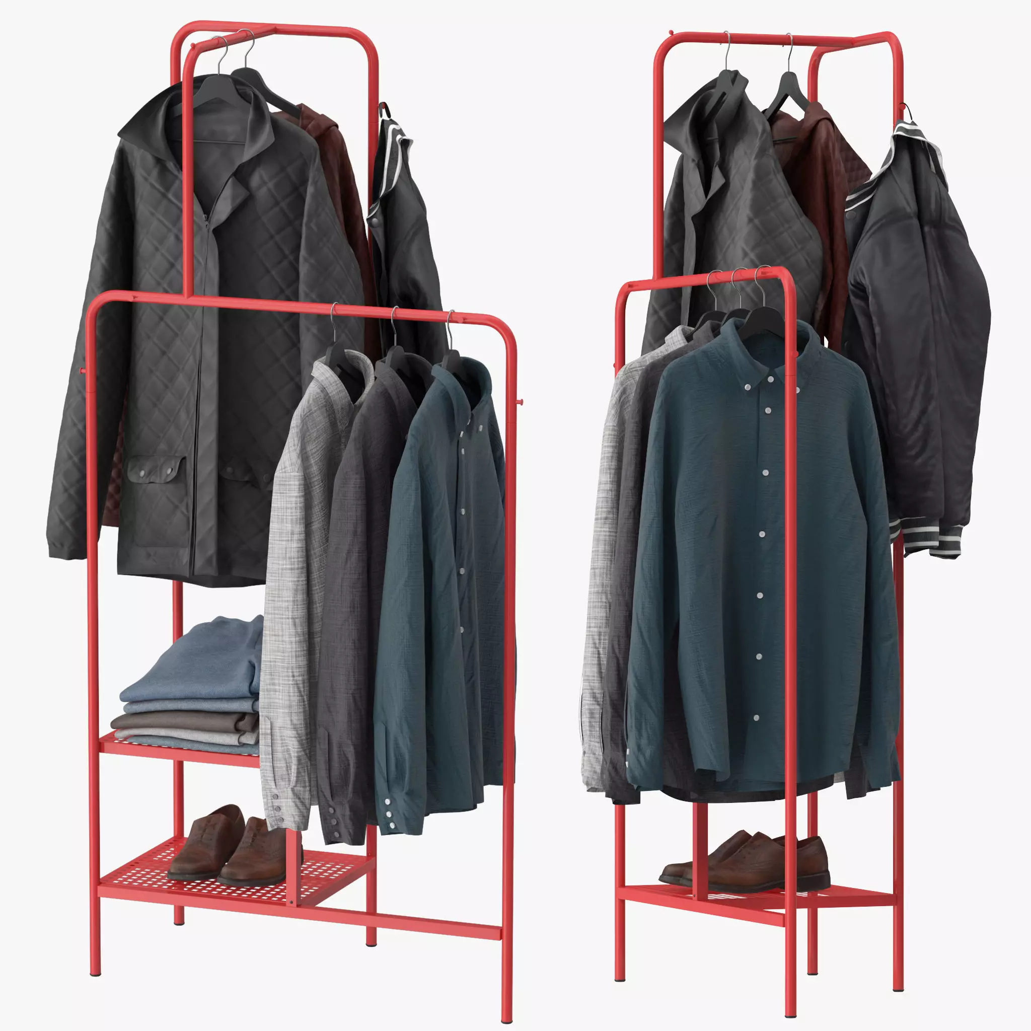 NIKKEBY clothing rack with clothes hanging 3D model_0