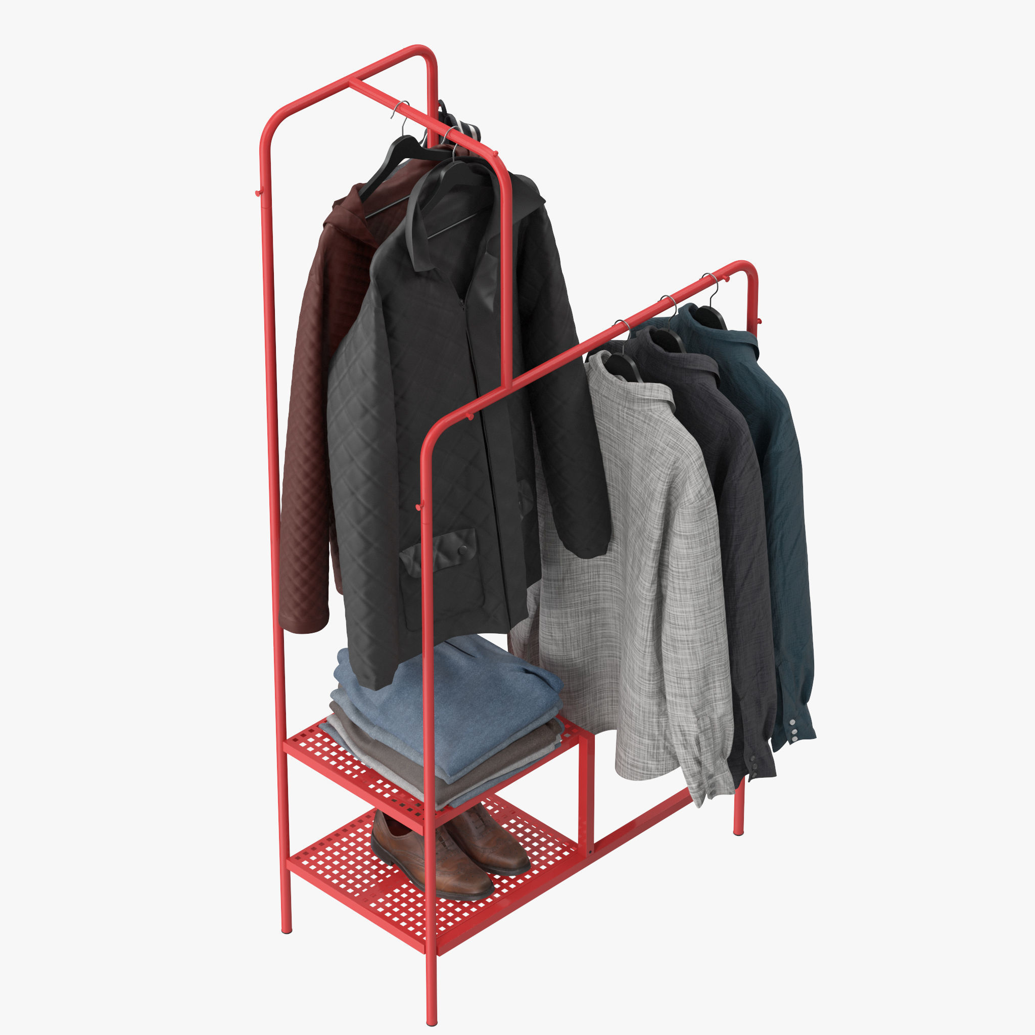 NIKKEBY clothing rack with clothes hanging 3D model_6