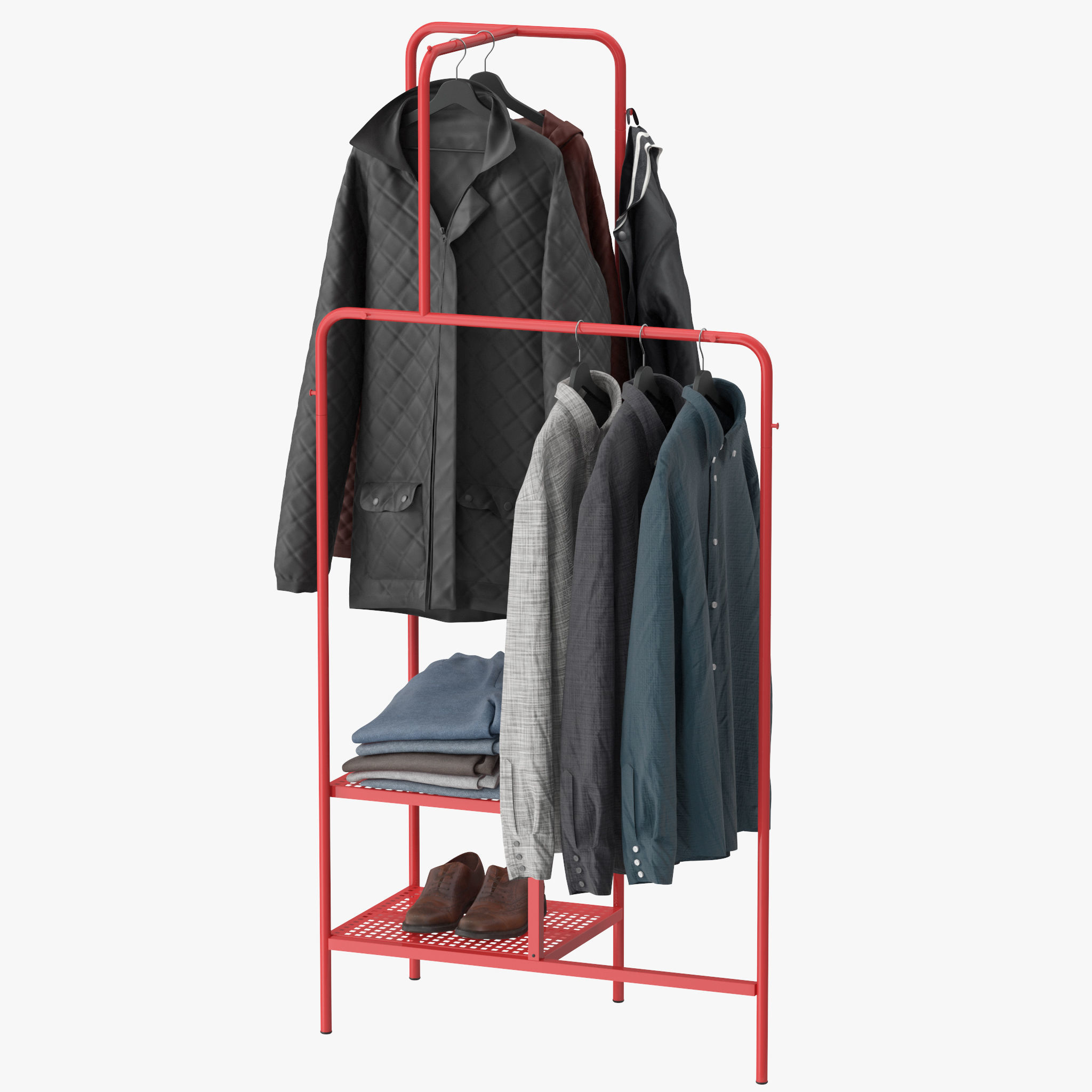 NIKKEBY clothing rack with clothes hanging 3D model_2