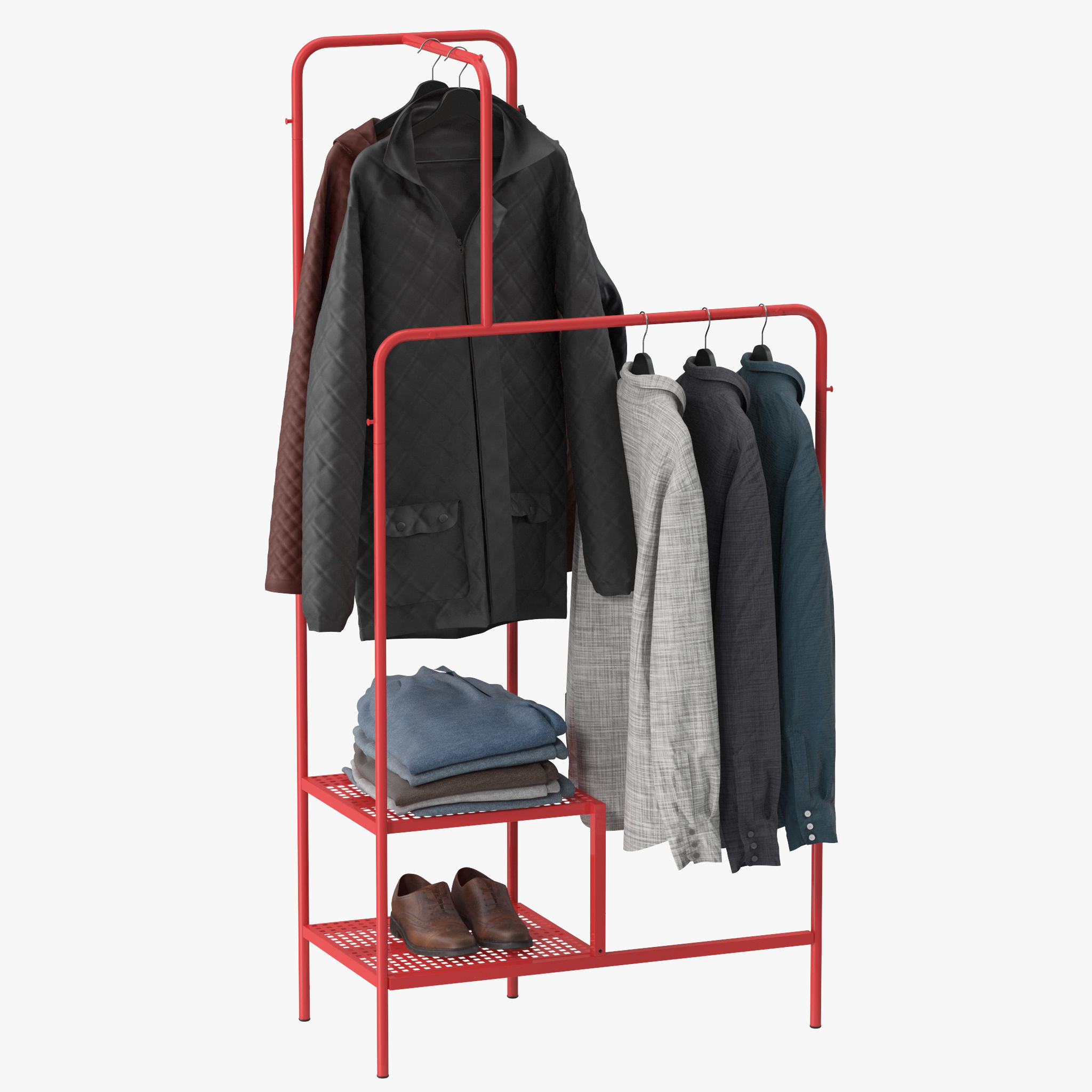 NIKKEBY clothing rack with clothes hanging 3D model_3
