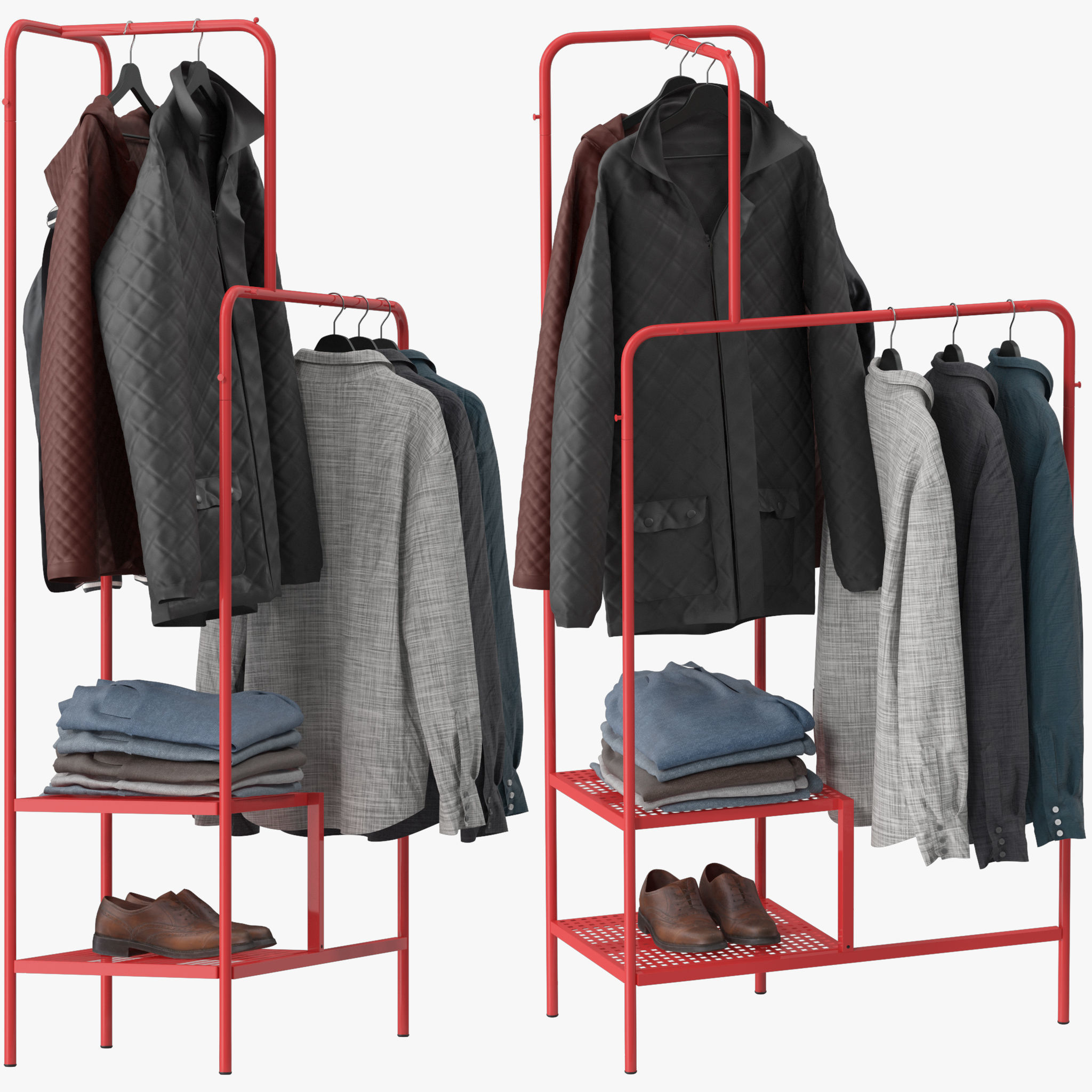 NIKKEBY clothing rack with clothes hanging 3D model_1