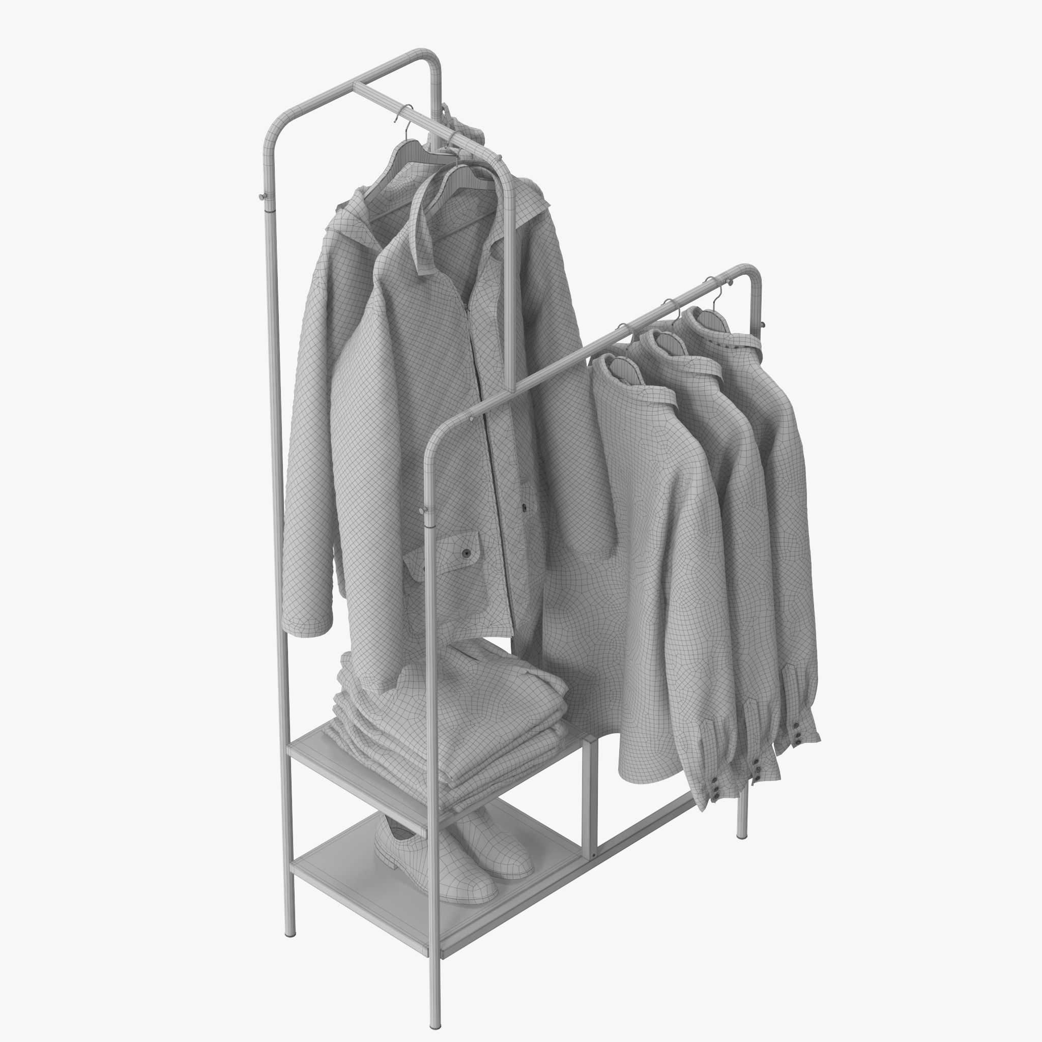 NIKKEBY clothing rack with clothes hanging 3D model_13