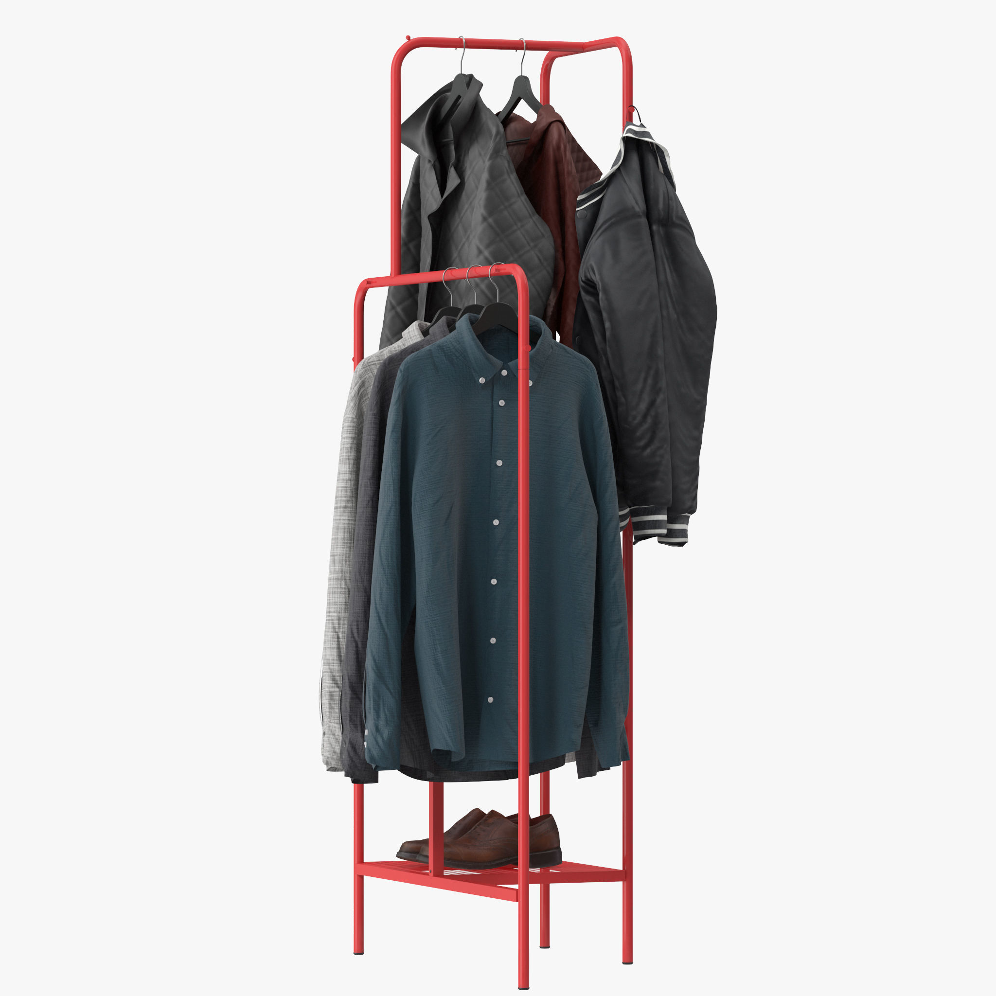 NIKKEBY clothing rack with clothes hanging 3D model_4