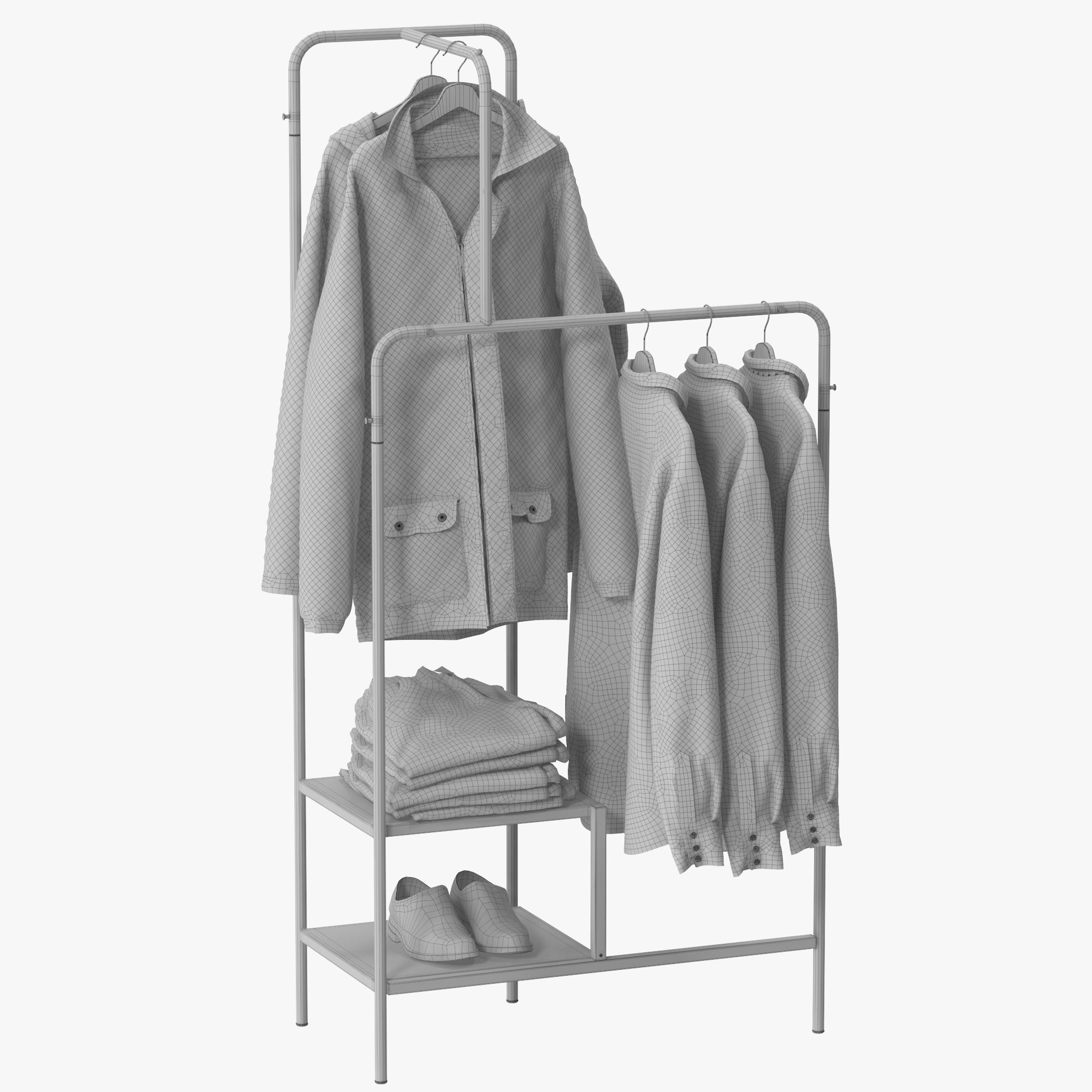 NIKKEBY clothing rack with clothes hanging 3D model_10
