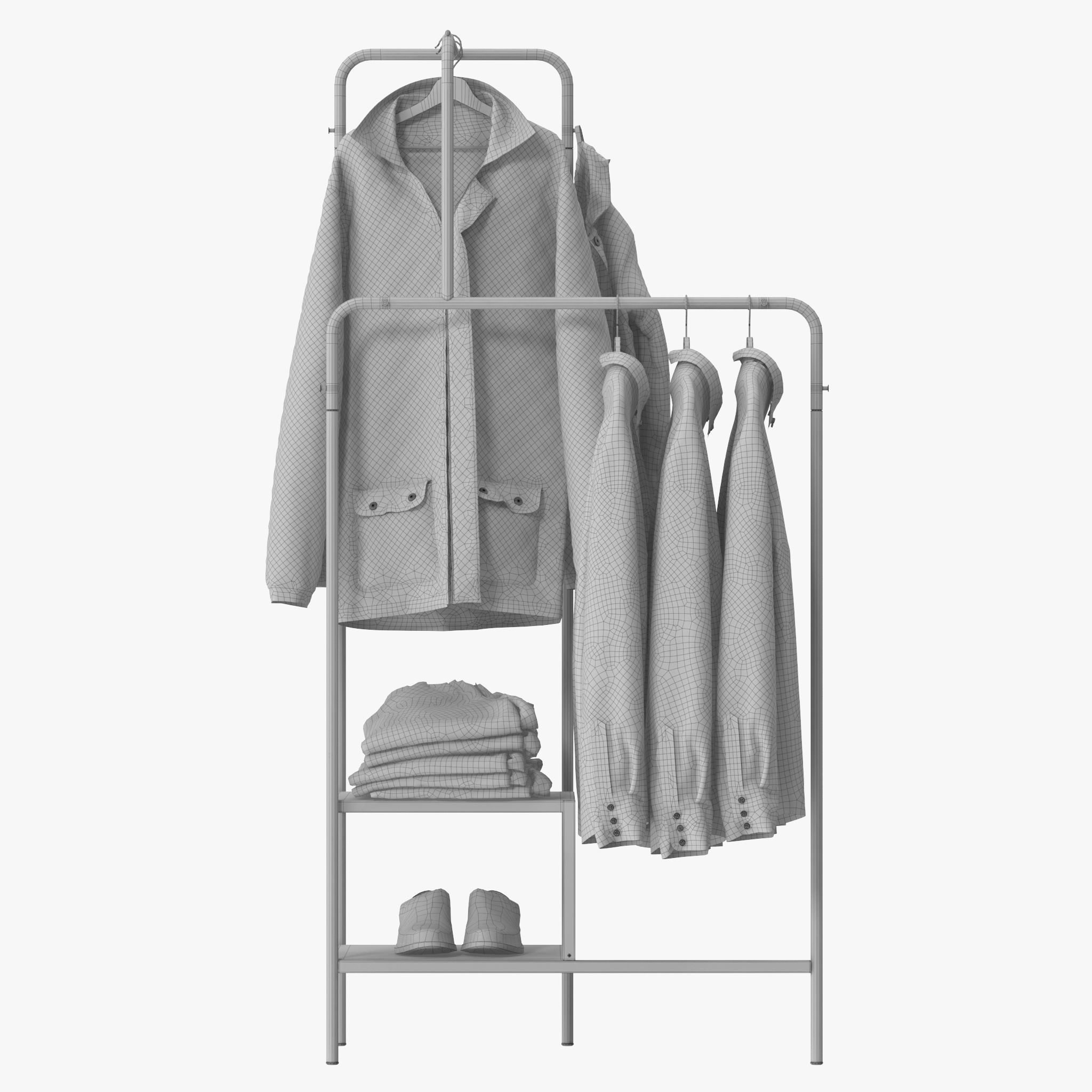 NIKKEBY clothing rack with clothes hanging 3D model_12