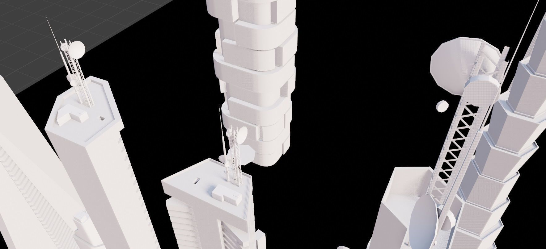 9 low poly SCIFI  futuristic SKYSCRAPERS PACK  Low-poly 3D model_4