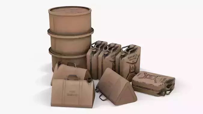WW2 Liquid Storage Assets 01 Low-poly 3D model