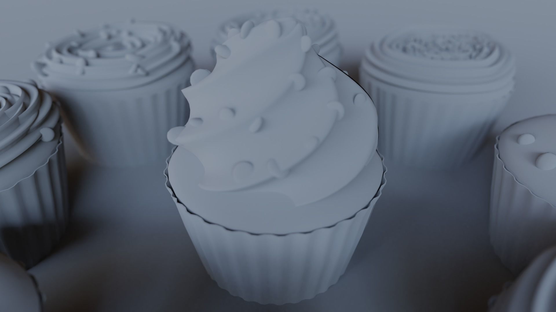 Cupcakes High Poly Pack 3D model_8