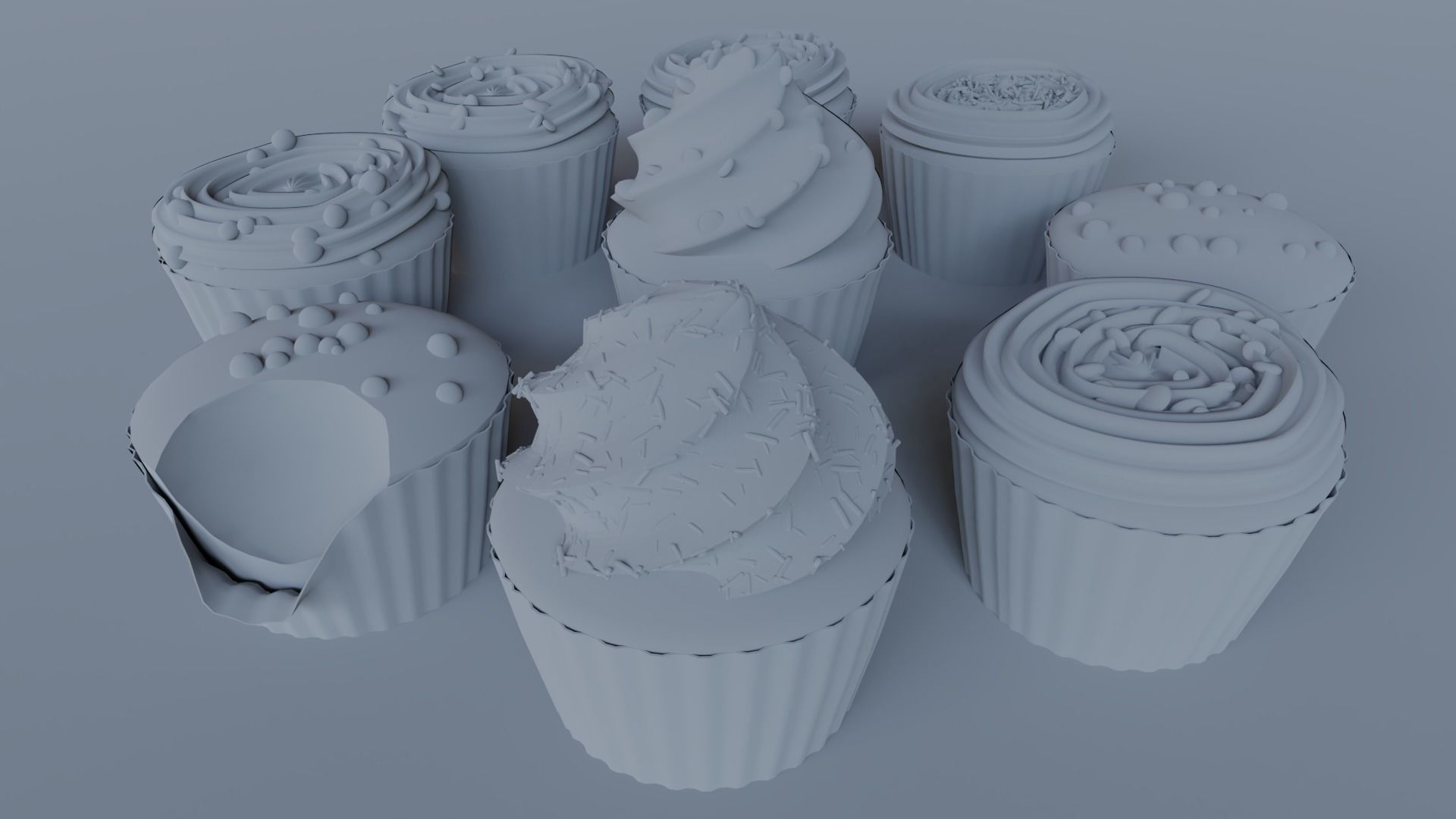 Cupcakes High Poly Pack 3D model_27