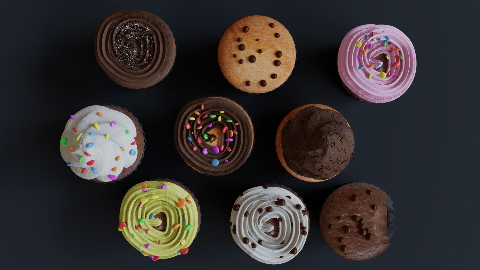 Cupcakes High Poly Pack 3D model_19