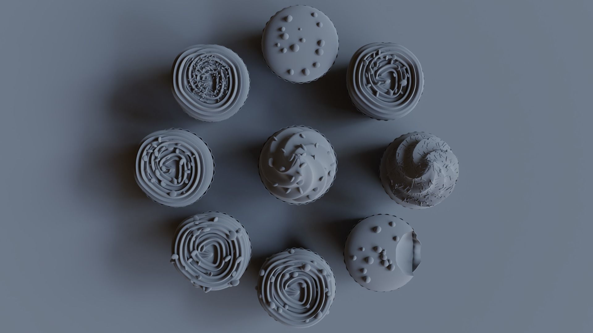 Cupcakes High Poly Pack 3D model_14