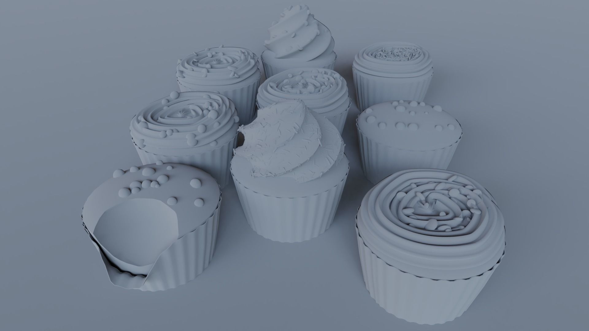 Cupcakes High Poly Pack 3D model_33
