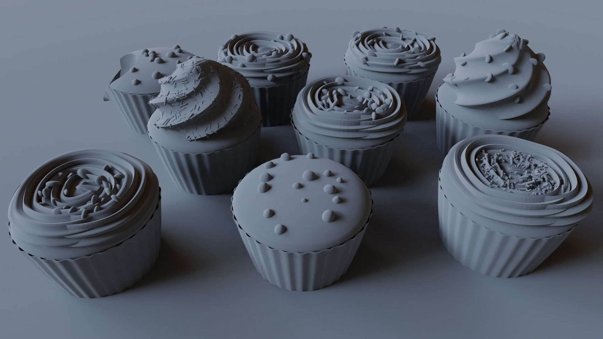 Cupcakes High Poly Pack 3D model_28