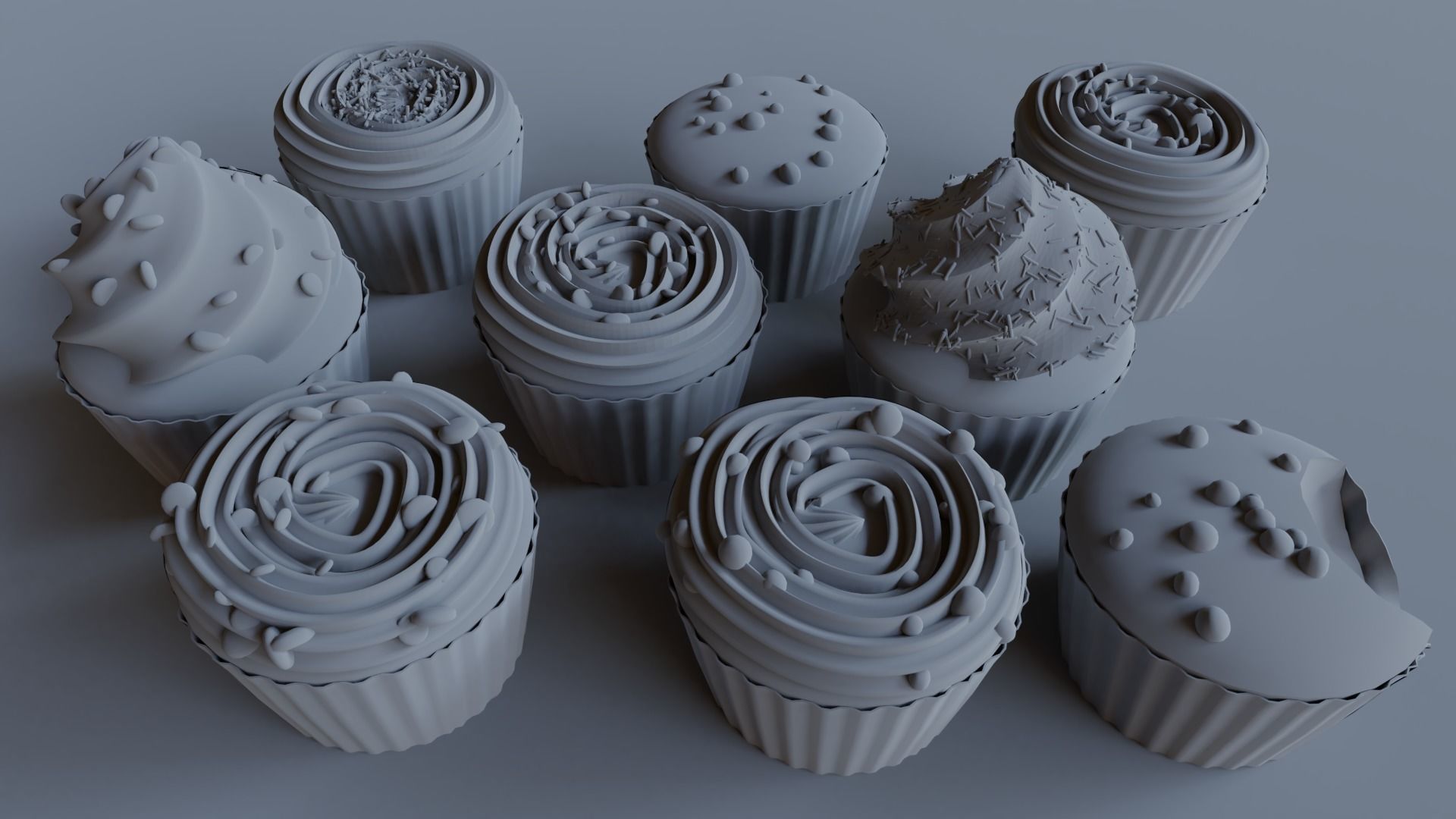Cupcakes High Poly Pack 3D model_32