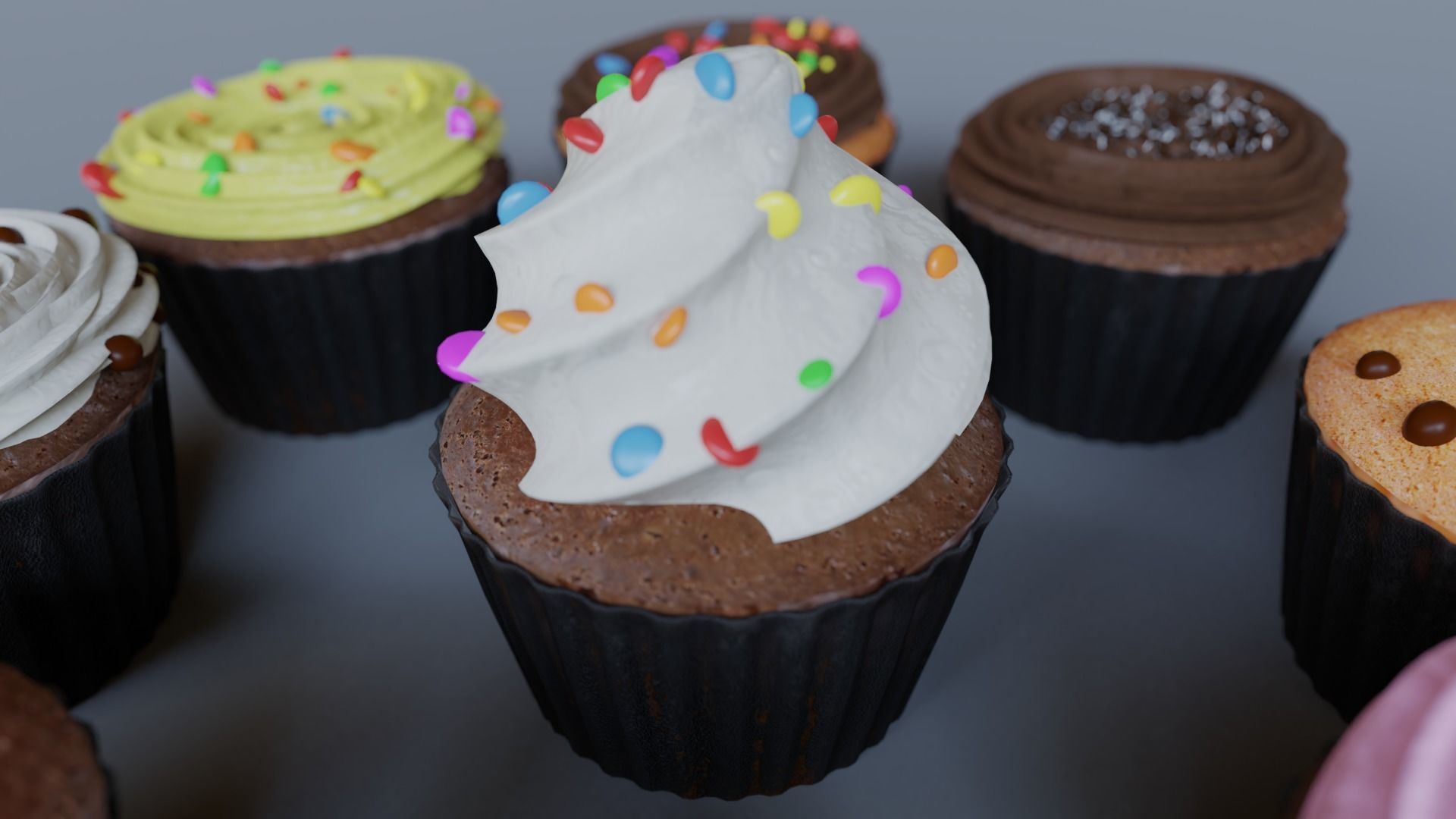 Cupcakes High Poly Pack 3D model_7