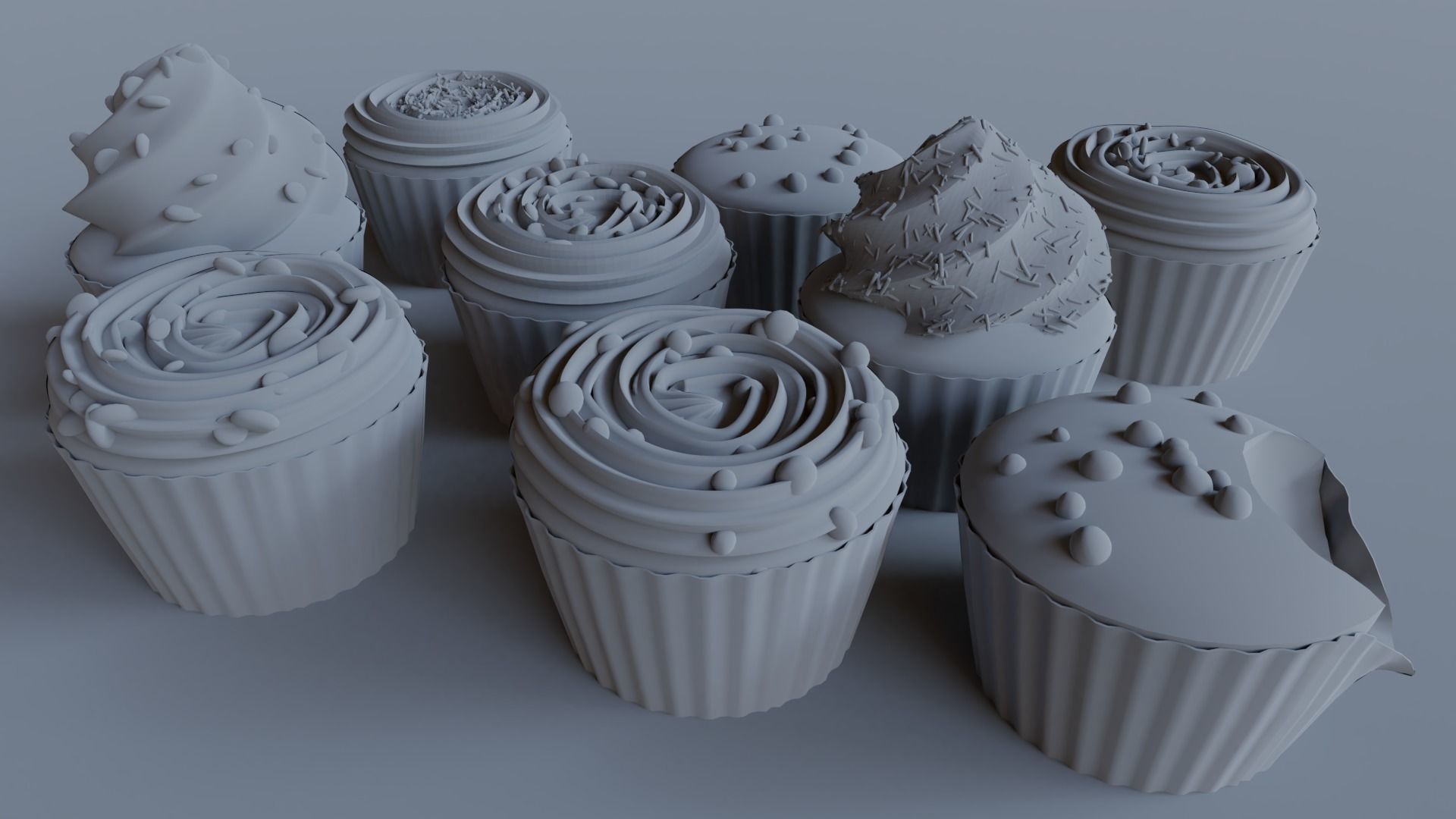 Cupcakes High Poly Pack 3D model_34