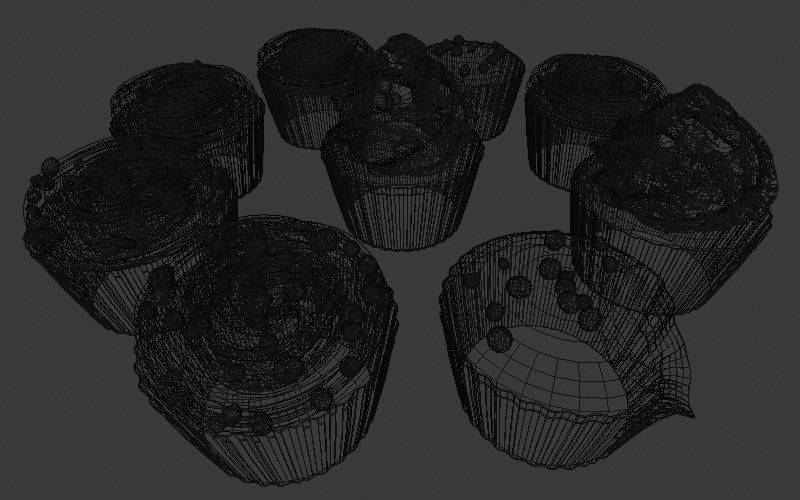 Cupcakes High Poly Pack 3D model_25