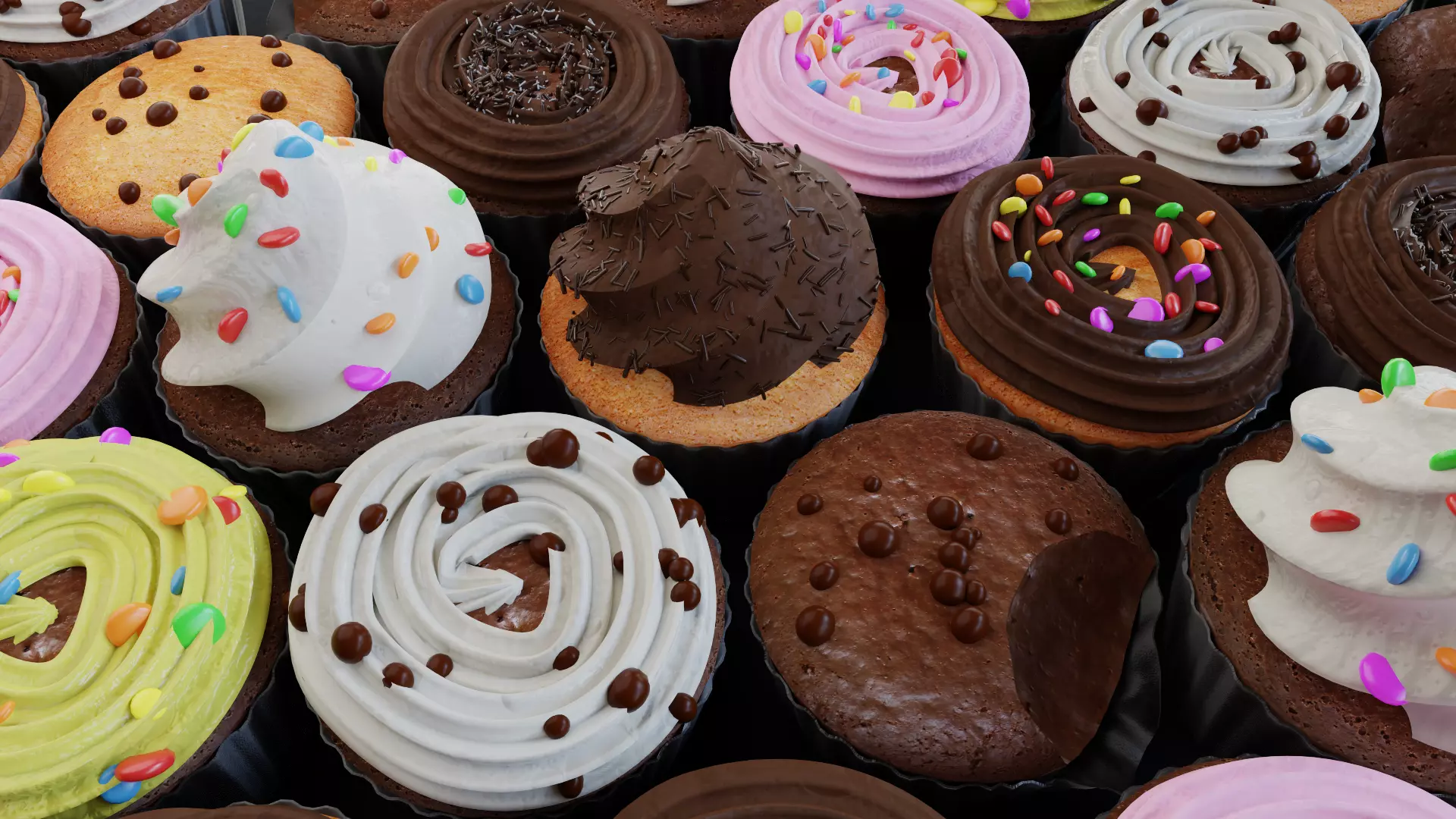 Cupcakes High Poly Pack 3D model_0