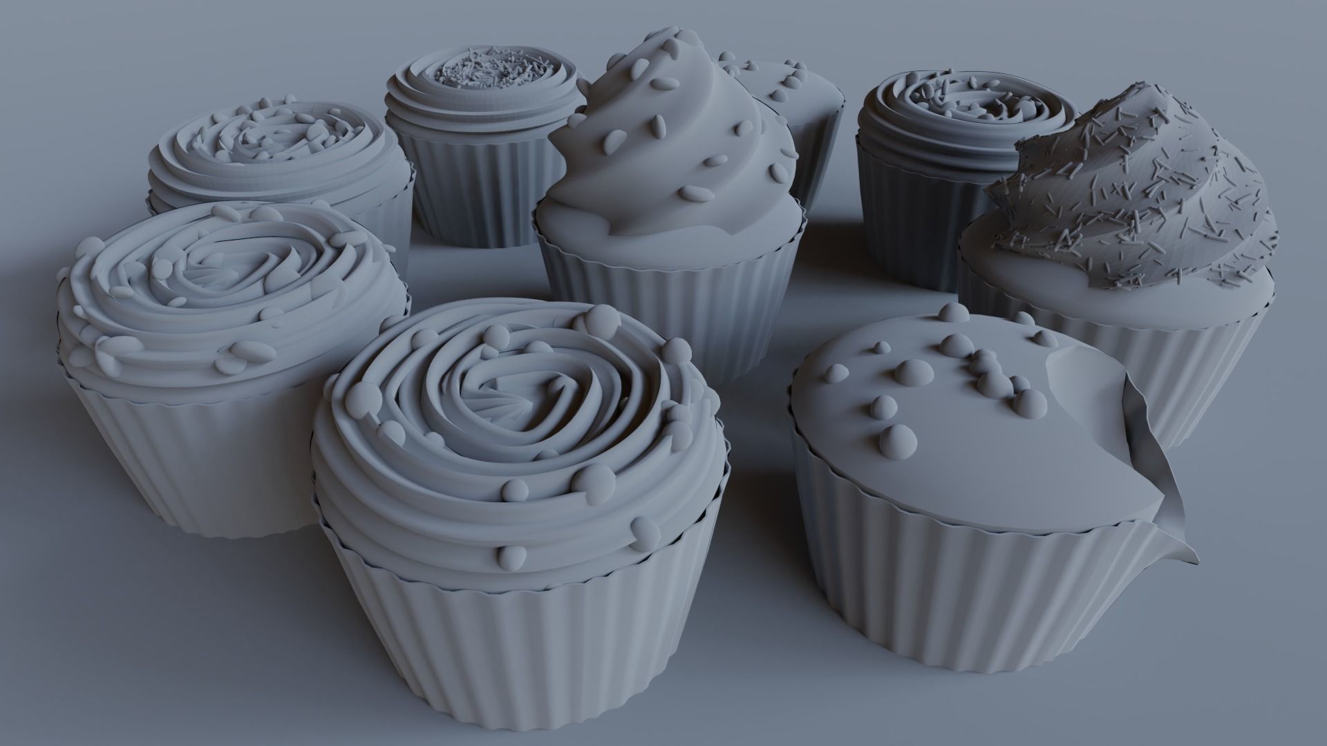 Cupcakes High Poly Pack 3D model_30
