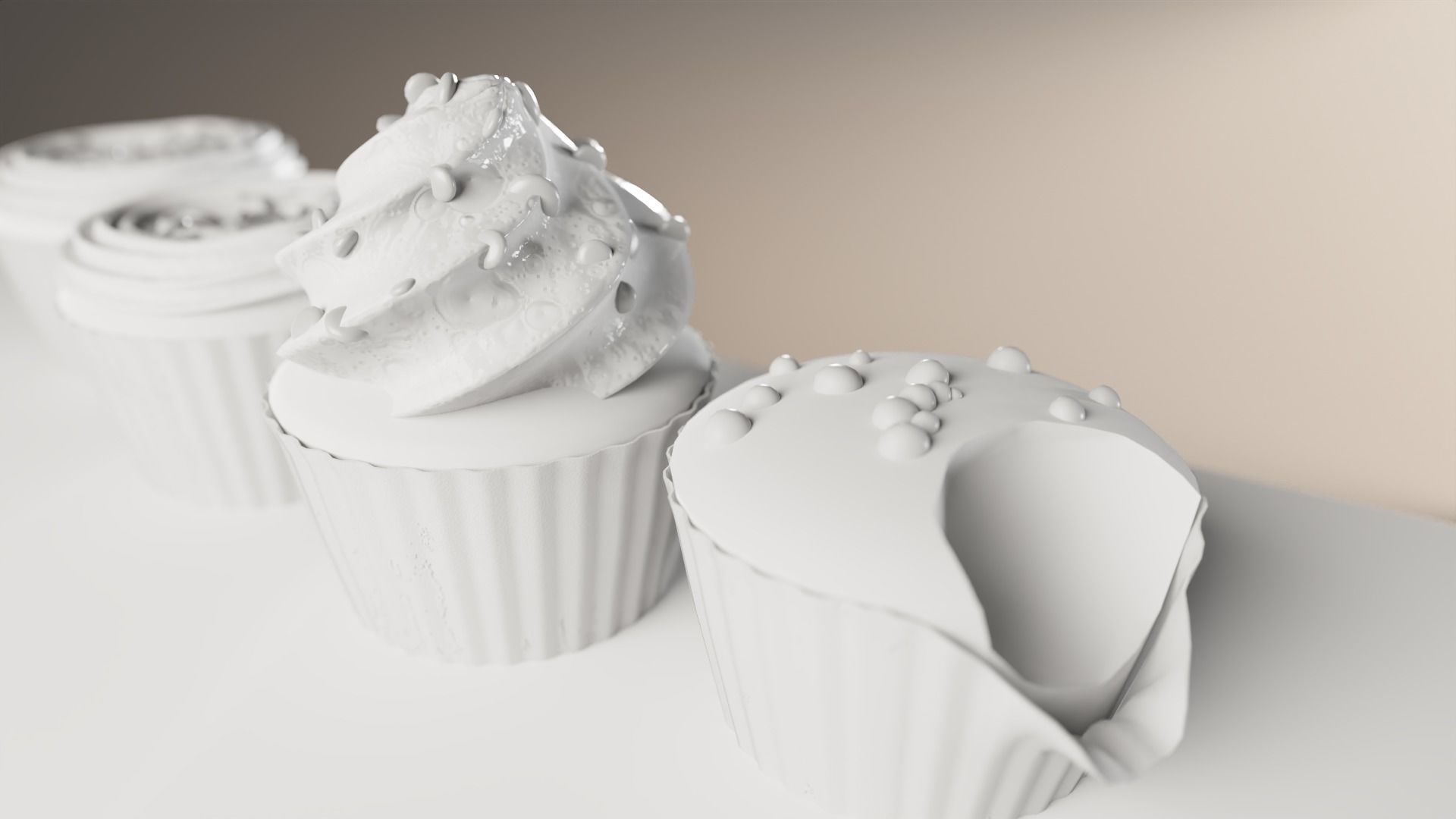 Cupcakes High Poly Pack 3D model_4