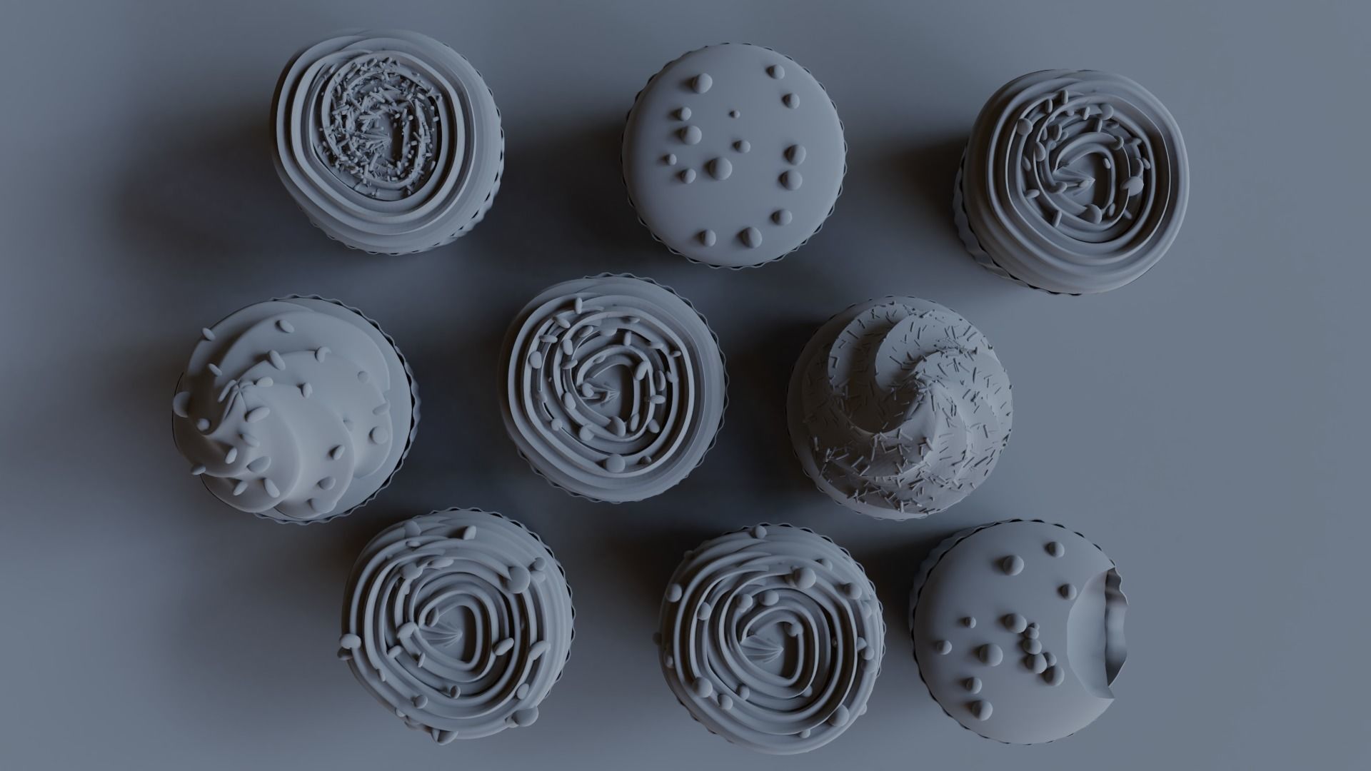 Cupcakes High Poly Pack 3D model_31