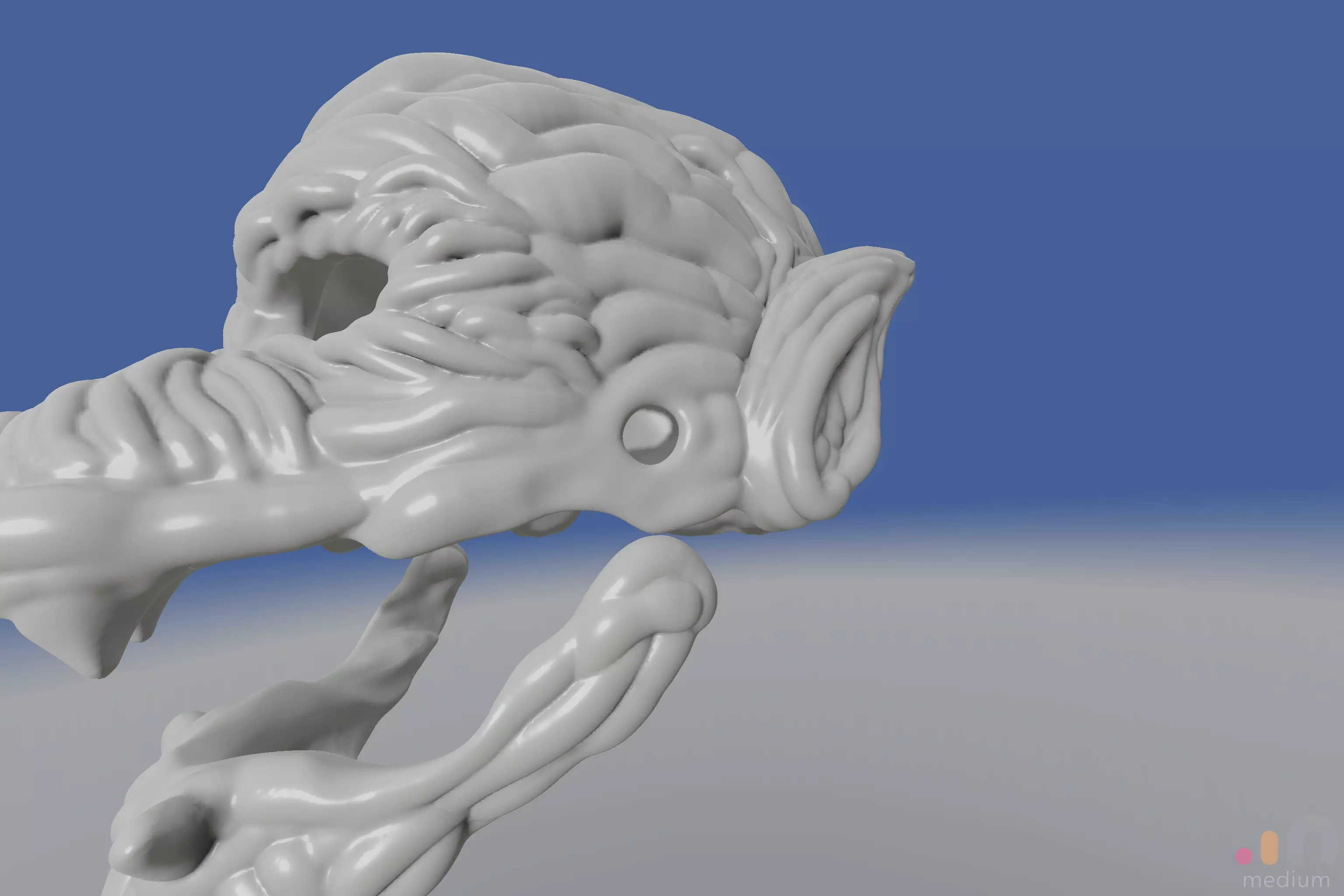 Werewolf Mask with prototype articulated lower Jaw 3D print model