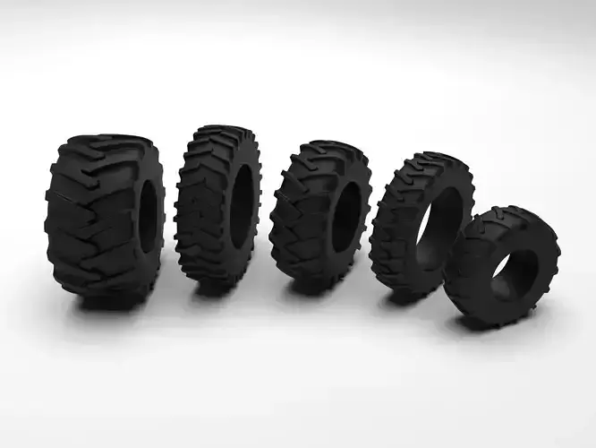 Tractor Tire SET - 5 Tires 3D Model Collection