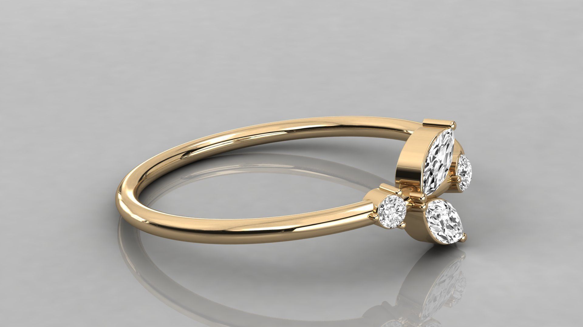 Women solitaire ring 3dm stl render detail  3D print model_6